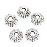 Lo zinco in lega tallone Cap, lega in zinco, Fiore, placcato argento antico, assenza di nichel,piombo&cadmio, 8*6mm, Foro:Appross. 2mm, 2Borsesacchetto/lotto, Appross. 1000PC/PC, Venduto da lotto