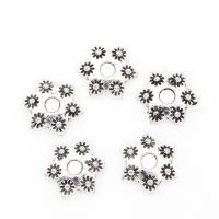 Zinklegierung Perlenkappe, Blume, antik silberfarben plattiert, frei von Nickel, Blei & Kadmium, 8*2mm, Bohrung:ca. 2mm, 2Taschen/Menge, ca. 2000PCs/Tasche, verkauft von Menge