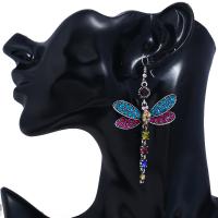 Zinc Alloy Oorbellen, messing oorbel haak, Dragonfly, plated, voor vrouw & met strass, meer kleuren voor de keuze, nikkel, lood en cadmium vrij, 82x44mm, Verkocht door pair