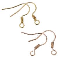 Rozsdamentes acél Hook earwire, Sárgaréz, galvanizált, Kiváló minőségű bevonattal és soha nem fakulnak el & hurok, több színt a választás, 18x17x2mm,0.5mm, Lyuk:Kb 2mm, Kb 1500PC-k/Lot, Által értékesített Lot