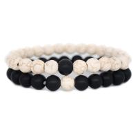 turchese sintetico Coppia bracciale, Cerchio, unisex & stili diversi per la scelta, 8mm, Lunghezza Appross. 7 pollice, 4Strandstrefolo/lotto, Venduto da lotto