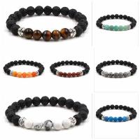 Gemstone Armbånd, Ædelsten, med Lava, Runde, forskellige materialer til valg & Unisex, 8mm, Solgt Per 7.5 inch Strand