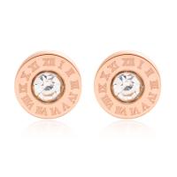 Titanium Stål Stud Earring, rosa guld farve forgyldt, for kvinde & med rhinestone, 80x35mm, Solgt af par