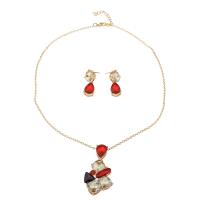 Zinklegering Sieraden Sets, halsketting, Zinc Alloy, met 50 extender keten, gold plated, ovale keten & met strass, nikkel, lood en cadmium vrij, 25*49*8mm,14*28mm,640mm, Lengte Ca 25.1 inch, Verkocht door Stel