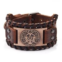 Faux Leather Bracelet with Zinc Alloy Star plated for man Sold By PC