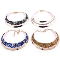 Zinc Alloy Collar, forgyldt, for kvinde & med rhinestone, flere farver til valg, nikkel, bly & cadmium fri, Solgt Per Ca. 13.60 inch Strand