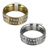 Zirkoon roestvrij staal vinger ring, verschillende grootte voor keus & voor vrouw & met zirkonia, meer kleuren voor de keuze, 8mm, Gat:Ca 1mm, Verkocht door PC