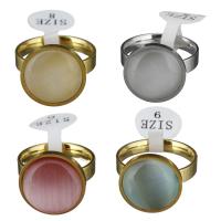 Vinger Ring in edelstaal, Roestvrij staal, met Cats Eye, verschillende grootte voor keus & voor vrouw, meer kleuren voor de keuze, 16x16mm,4mm, Gat:Ca 1mm, Verkocht door PC