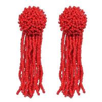 Zinc Alloy Tassel Earring, med Seedbead, forgyldt, for kvinde, flere farver til valg, nikkel, bly & cadmium fri, 95*25mm, Solgt af par