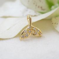 Kubik Zirkonium mikro bana Mässing hängande, guldfärg pläterade, micro bana cubic zirconia, 14*13mm, Hål:Ca 2mm, 5PC/Lot, Säljs av Lot