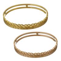 Rustfrit stål Bangle, Stainless Steel, forgyldt, med romersk nummer & for kvinde & med rhinestone, flere farver til valg, 7mm, Indvendig diameter:Ca. 57x48mm, Solgt af PC