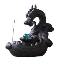 Brûleur à encens de porcelaine, avec verre, dragon, 240x205x130mm, Vendu par PC