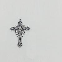 Pendants since Alloy Croise, Sinc Alloy, Cros chéasta Cross, dath airgid antique plátáilte, nicil, luaidhe & caidmiam saor in aisce, 50x31x3mm, Poll:Thart 2mm, 100ríomhairí pearsanta/Mála, Díolta De réir Mála