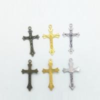 Pingentes cruzados de liga de zinco, Crucifixo Cruz, banhado, Mais cores pare escolha, níquel, chumbo e cádmio livre, 43x24x3.50mm, Buraco:Aprox 3mm, 100PCs/Bag, vendido por Bag