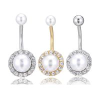 Sklo Pearl Piercing do pupíku, s Nerezová ocel 316, unisex & různé styly pro výběr & s drahokamu, 5mm*1.6*11mm, Prodáno By Pair