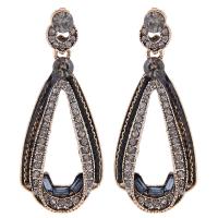 Boucles d'oreilles en alliage de zinc, acier inoxydable puce boucle d'oreille, Placage, pour femme & avec strass, plus de couleurs à choisir, protéger l'environnement, sans nickel, plomb et cadmium, 48*20mm, Vendu par paire