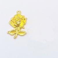 Zinklegierung Blume Anhänger, Rose, goldfarben plattiert, frei von Nickel, Blei & Kadmium, 25x27x3.50mm, Bohrung:ca. 2mm, 100PCs/Tasche, verkauft von Tasche