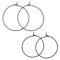 Stainless Steel Hoop fülbevaló Component, több méretben a választás, fekete, Kb 100párok/Lot, Által értékesített Lot