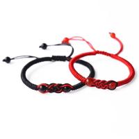 Ágata Pulsera de Woven Ball, con cordón poliéster, ajustable & diferentes estilos para la opción & para la pareja, negro y rojo, libre de níquel, plomo & cadmio, 6mm, Vendido por Sarta