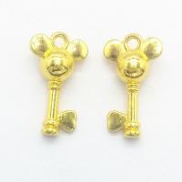 Colgantes de Aleación de Zinc en Forma Llave, chapado en color dorado, libre de níquel, plomo & cadmio, 18x11x5.50mm, agujero:aproximado 2mm, 100PCs/Bolsa, Vendido por Bolsa