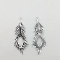 Zink Alloy Leaf Hängen, antik silver pläterad, nickel, bly och kadmium gratis, 72x28x4mm, Hål:Ca 1mm, 50PC/Bag, Säljs av Bag