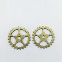 Achados de jóias da liga de zinco, Gear Wheel, banho de cor bronze antigo, níquel, chumbo e cádmio livre, 25x25x1.10mm, 100PCs/Bag, vendido por Bag