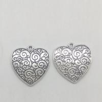 Ciondoli a cuore in lega di zinco, lega in zinco, placcato argento antico, assenza di nichel,piombo&cadmio, 24x23x2.40mm, 50PC/borsa, Venduto da borsa