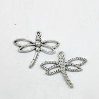 Sinkkiseos Animal riipukset, Dragonfly, antiikki hopea päällystetty, nikkeli, lyijy ja kadmium vapaa, 32x26x2mm, Reikä:N. 2mm, 100PC/laukku, Myymät laukku