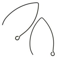 Cruach dhosmálta Hook Earwire, dubh, 24x42x1mm,0.8mm, Poll:Thart 2.5mm, Thart 100ríomhairí pearsanta/Lot, Díolta De réir Lot