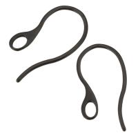 Cruach dhosmálta Hook Earwire, dubh, 12x22x1mm,1mm, Poll:Thart 2.5x3.5mm, Thart 100ríomhairí pearsanta/Lot, Díolta De réir Lot