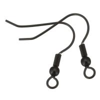 Rozsdamentes acél Hook earwire, Stainless Steel, fekete, 21x21x3mm, Lyuk:Kb 2mm, Kb 100PC-k/Lot, Által értékesített Lot