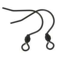 Cruach dhosmálta Hook Earwire, dubh, 17x18x2.50mm, Poll:Thart 2mm, Thart 100ríomhairí pearsanta/Lot, Díolta De réir Lot