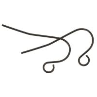 Cruach dhosmálta Hook Earwire, dubh, 22x12x0.50mm, Poll:Thart 2.5mm, Thart 100ríomhairí pearsanta/Lot, Díolta De réir Lot