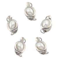 Prás Bosca Clasp, le ABS Pearl plaisteach, plátáilte, dath platanam, nicil, luaidhe & caidmiam saor in aisce, 6x8x6mm, Poll:Thart 2mm, Thart 50PC/Mála, Díolta De réir Mála