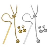 Parures de bijoux en acier inoxydable, Boucle d’oreille stud & collier, chaîne de boîte & pour femme, plus de couleurs à choisir, 4x49mm,2mm,8mm, Longueur Environ 19 pouce, Vendu par fixé