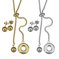 Fashion Stainless Steel Jewelry Sets Stud Earring & necklace box chain & for woman 2mm 8mm Length Approx 19 Inch Sold By Set