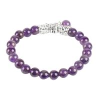 Natursten Armbånd, med Zinc Alloy, forgyldt, for kvinde, lilla, 8mm, Solgt Per Ca. 7.8 inch Strand