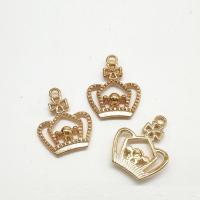 Zinc Alloy Crown riipukset, Sinkkiseos, Kruunu, nousi kullan väri kullattu, ontto, nikkeli, lyijy ja kadmium vapaa, 25x20x2.50mm, Reikä:N. 2mm, 100PC/laukku, Myymät laukku