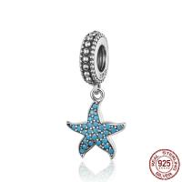 Cubic Zirconia Micro Pave Sterling Silver Pendant, 925 sterling silver, Star, äkta silver plated, micro bana cubic zirconia, 23x11mm, Hål:Ca 2-3mm, Säljs av PC