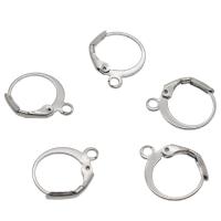 Stainless Steel Poluga Natrag naušnica Komponenta, Nehrđajući čelik, izvorna boja, 12x15x2mm, Rupa:Približno 2mm, Približno 65računala/Torba, Prodano By Torba