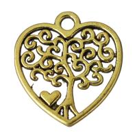 Pendentifs coeur en alliage de zinc, noircir, Or, protéger l'environnement, sans nickel, plomb et cadmium, 17x18.50x1.50mm, Trou:Environ 2mm, Environ 50PC/lot, Vendu par lot