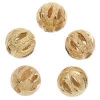 Perles bijoux en laiton, Rond, Placage de couleur d'or, protéger l'environnement, sans nickel, plomb et cadmium, 8x8mm, Trou:Environ 2mm, Environ 50PC/sac, Vendu par sac