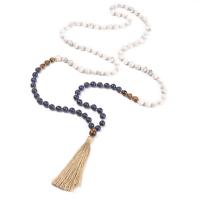 Gemstone Geansaí Necklace, le Snáithín Cadáis, tassel, unisex & stíleanna éagsúla do rogha, Fad Thart 42.5 Inse, 2Snáitheanna/Lot, Díolta De réir Lot