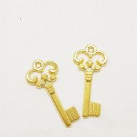 Zinklegering Key Hangers, Zinc Alloy, Sleutel, gold plated, nikkel, lood en cadmium vrij, 21x10x1mm, Gat:Ca 1mm, 100pC's/Bag, Verkocht door Bag