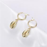 Messing Huggie Hoop Drop Earring, gold plated, voor vrouw, nikkel, lood en cadmium vrij, 8*32mm, Verkocht door pair