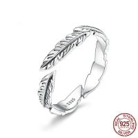 925 Ezüst Mandzsetta Finger Ring, Tollazat, platinával bevont, 3mm, Által értékesített PC