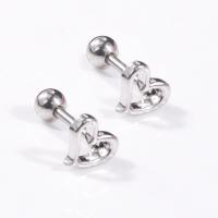 Nerezová ocel Ear Piercing šperky, Nerez, Srdce, unisex, 8*4*1.2mm, 5páry/Pair, Prodáno By Pair