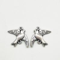 Connecteur en alliage de Zinc animal, oiseau, Plaqué de couleur d'argent, boucle de 1/1, protéger l'environnement, sans nickel, plomb et cadmium, 21x18x2.70mm, Trou:Environ 2mm, 100PC/sac, Vendu par sac