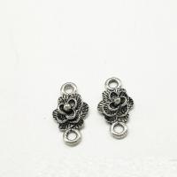 Flower Alloy Sinc nascóirí, Sinc Alloy, dath airgid antique plátáilte, 1/1 lúb, nicil, luaidhe & caidmiam saor in aisce, 19x10x4mm, Poll:Thart 2mm, 100ríomhairí pearsanta/Mála, Díolta De réir Mála