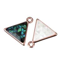 Messing Pendel, med Abalone Shell, Triangle, mosaik, flere farver til valg, nikkel, bly & cadmium fri, 11.50x12.50x3mm, Hole:Ca. 1.5mm, Ca. 50pc'er/Lot, Solgt af Lot